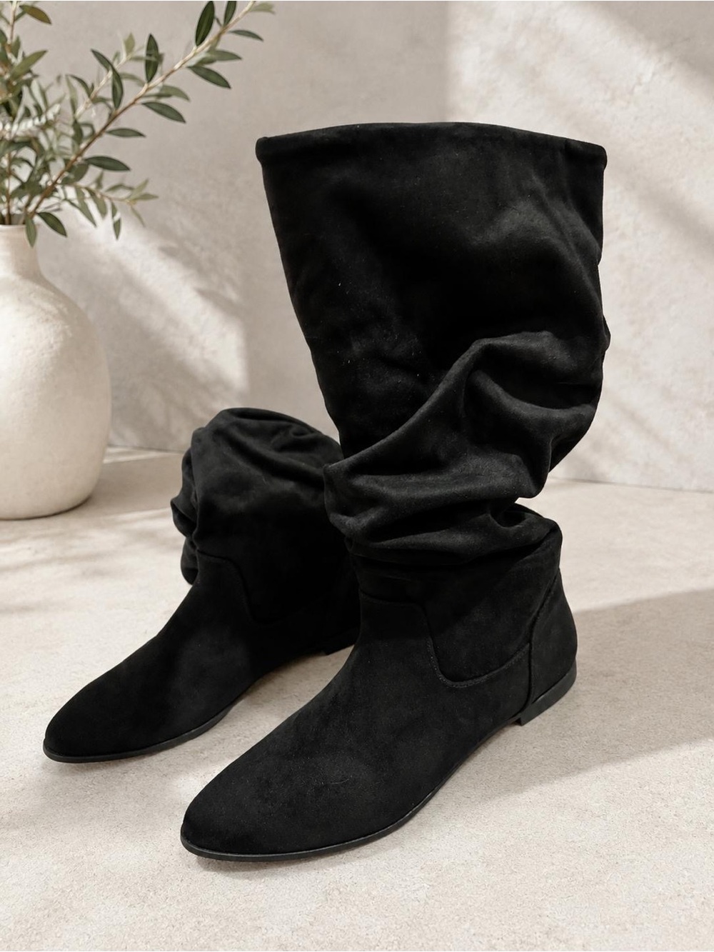 UNIONBAY Black Slouchy Mid-Calf Heeled Boots